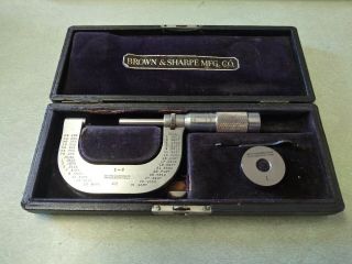 Vintage B&s No.  48 1 - 2 " Brown & Sharpe Micrometer Ks