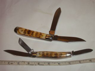 2 Near Red Deer 2 & 3 Blade Folding Pocket Knives