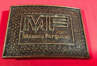 Vintage 1970’s Massey Ferguson Belt Buckle With Diamond Plate Brass Finish