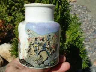 Antique,  ceramic,  underglaze transferred,  Crimean War,  PRATTWARE paste pot,  jar 3