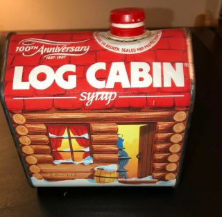 Vintage Log Cabin Syrup Collectible Tin Can 100th Anniversary 1887 - 1987