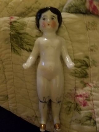 German Antique China Frozen Charlotte Doll 5 1/2 Inch 1850s Marked 442/3