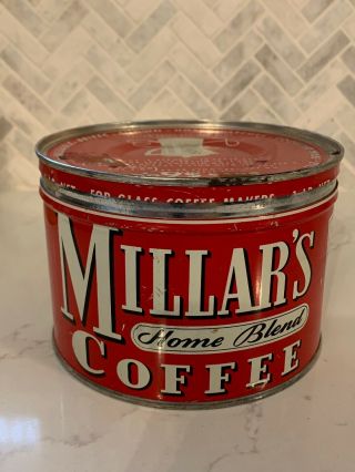 Antique Vintage Millar’s Coffee Can Tin E B Millar Chicago