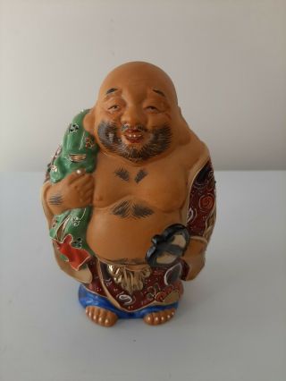 Satsuma Ware Figure/buddha.  Very Unusual.  Marked To Base.  H 15cm