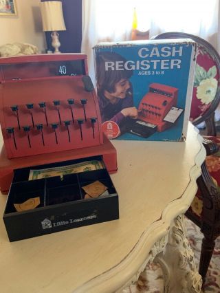 Vintage Little Learners Metal Cash Register W/box Awesome Gr