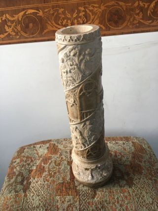 Antique 19th Century Gothic Revival Plaster Column - Like Trajan’s Column In Rome
