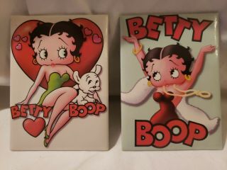 Betty Boop (2) Flat 3.  5 " X 2.  5 " Magnets 1997 Cartoon Pin Up Fridge