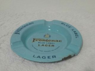 Vtg Frontenac Blue Label Lager Porcelain Enamel Light Blue Ashtray 2