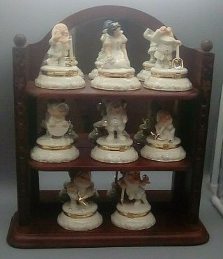 Disney Lenox Snow White And Seven Dwarf Dwarves Full Set Trinket Boxes W/case