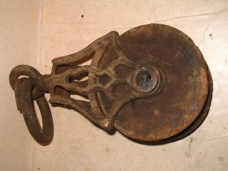 Antique Cast Iron Pulley Hay Trolley Drop 5 " Barn Salvage Ornate