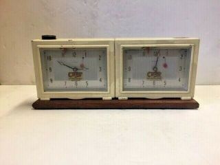 Vintage English Enfield Mechanical Chess Clock Push Button.  Metal Case