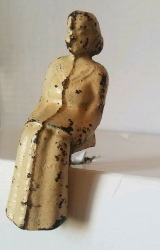 Cast Iron Seated Woman For Car Or Wagon Arcade Hubley Grey Iron