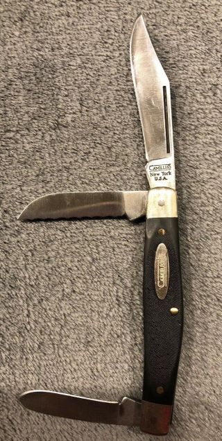 Vintage Camillus York Usa 3 3/8 " 3 Blade Delrin Stockman Pocket Knife