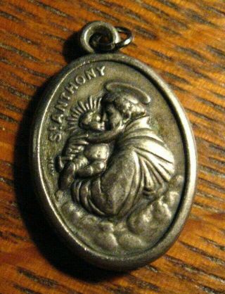 Saint Anthony St Francis Of Assisi Medal - Vintage Catholic Saints Charm Pendant