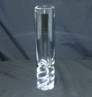 Vtg Steuben Crystal Art Glass Spiral Twist 7 7/8 " Rose Bud Vase By David Dowler