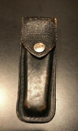 Vintage 1960s " Buck " Leather Belt Sheath For 110 Folding - Blade Pocket Knives Nr