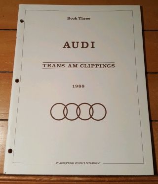 1988 Vintage Audi Trans Am Newspaper Clippings Brochure Dealership 40 Pgs