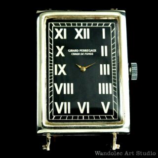 Vintage Men ' s Wrist Watch Girard Perregaux Art Deco Silver Black Mens Wristwatch 3