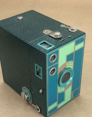 Vintage Kodak No.  2A BEAU BROWNIE (Art - Deco - Large Size) Box Camera w/ Light/Dark 2