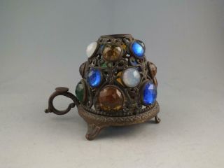 Victorian Jeweled Brass Fairy Lamp Or Finger Lamp