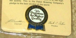 Pabst Blue Ribbon Pledge Of Quality Logo Pin In Package