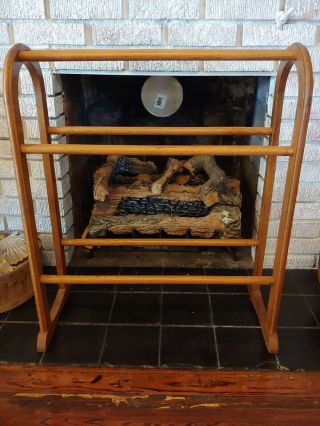 Quilt Display Rack Vintage Oak Solid Wood Blanket Stand Drying Rack Bedding 2