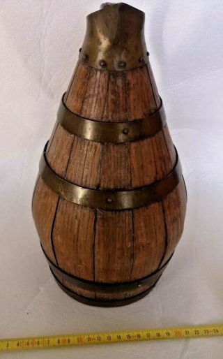 French Vintage Wine Or Cider Brass & Wood /copper Jug/ewer/pitcher N°6 (big)