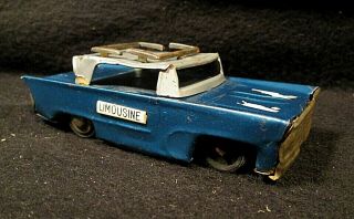 Vintage Tin Friction Car Toy Blue Limousine 4 1/2 " Long Made In Japan