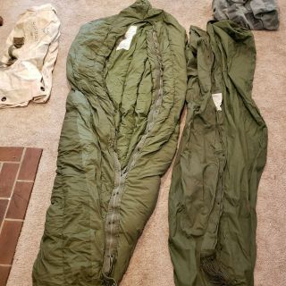 Vtg Us Military Down Mountain Mummy Sleeping Bag M1949 Cover Case M1945 Wp Bag