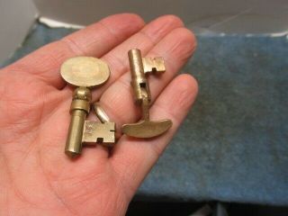 2 Different Old Brass Pocket Door Key.  No Padlock Lock.  Locksmith.  N/r