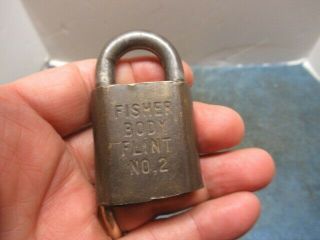 Old Brass Best Logo Padlock Lock Fisher Body Flint No.  2.  N/r