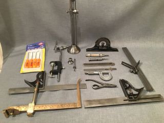 Vintage Machinist Tools - Starrett,  Brown,  Micrometer,  Squares,  Measuring Gauges