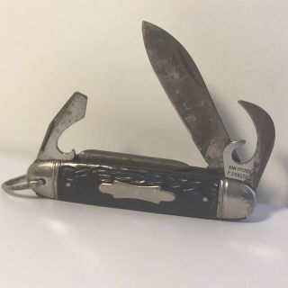 Vintage Pocket Knife Folding 3 Blade Vietnam Era Kamp King Can Opener Imperial