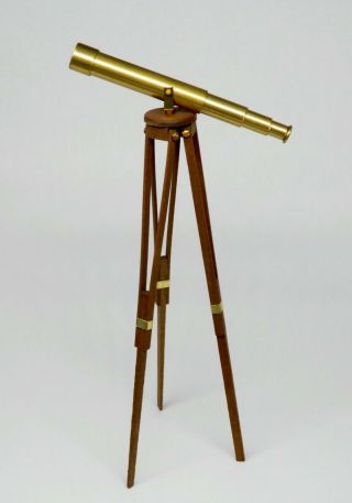 Vintage Antique Telescope On Tripod By D.  J.  - Artisan Dollhouse Miniature 1:12