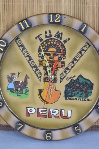 Vintage Tumi Peru Wall Clock Souvenir From Peru Very Rare 2