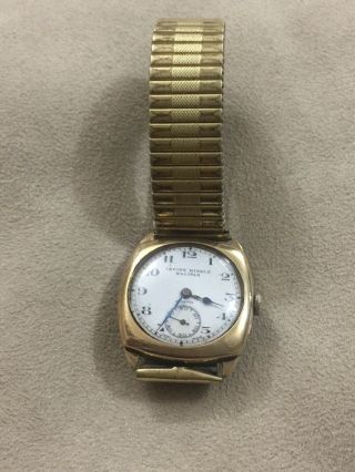 Rare Vintage Military Style Zenith 9ct Gold Mens Gents Wristwatch Watch Halifax