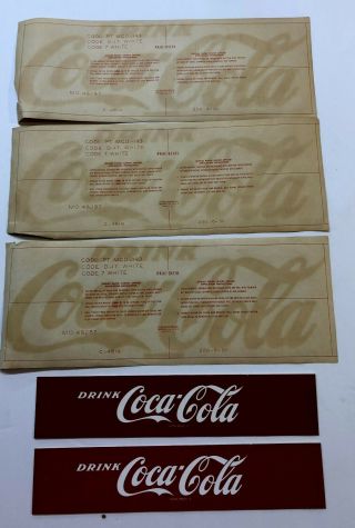 Coca Cola Decals Paper And Hard Plastic Inserts " Drink "
