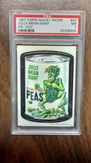 1967 Topps Wacky Packages Die Cut 43 Jolly Mean Giant,  Psa 7 - - Centered