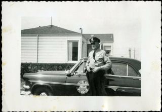 Vintage Photo City Of Richmond Police Officer Men In Blue | Patrol Car 1950 