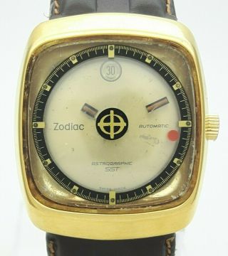 Vintage Zodiac Astrographic Sst 21j Automatic Cal 88d Gold Plated Men 