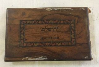 Vintage Book In Hebrew With Real Pressed Flowers Of Israel Jerusalem Wood Cover