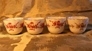 Set of 4 Meissen Court Dragon Demi - tasse Cups (Three different Colors) c.  1924 3