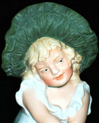 Antique German Gebruder Heubach Sunbonnet Girl Doll Piano Baby Bisque Figurine