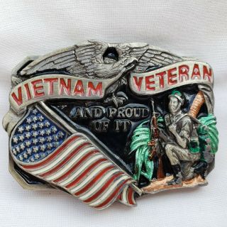 Vietnam Belt Buckle Veteran And Proud Of It 1988 Usa Collectible The Great Co