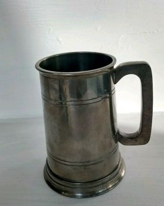 Vintage Pewter Beer Tankard With Glass Bottom Made In England In Vgood