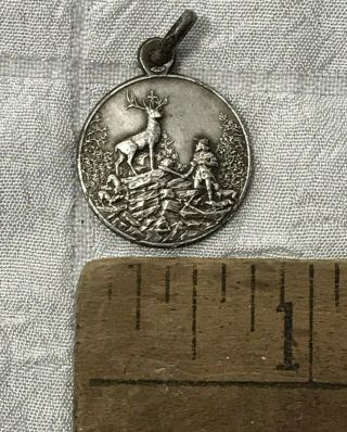 Vintage French Saint Hubert Medal Pendant Religious Catholic Hunter Saint