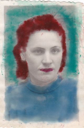 1950s Pretty Young Woman Girl Old Fashion Hand Tinted Russian Soviet Photo