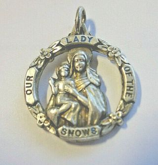 Our Lady Of The Snows Vintage Sterling Silver Medal By Creed Sterling