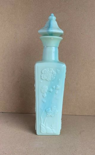 1972 Jim Beam Liquor Bottle Decanter Pagoda Slag Glass Green Milk Glass Vintage