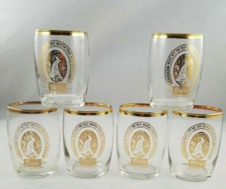 Coors Beer Barrel Glasses Set Of 6 Gold Rim Seal Tumbler Vintage Chaser 4 Oz